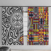 Niue Hiapo and Maori Decoration Tattoos Window Curtain - Polynesian Pride