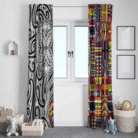 Niue Hiapo and Maori Decoration Tattoos Window Curtain - Polynesian Pride