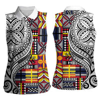 Niue Hiapo and Maori Decoration Tattoos Women Sleeveless Polo Shirt - Polynesian Pride