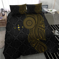 Niue Polynesian Hiapo Tattoo Art Bedding Set Half Style Black Gold Color LT03 - Polynesian Pride