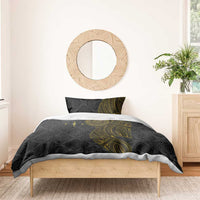 Niue Polynesian Hiapo Tattoo Art Bedding Set Half Style Black Gold Color LT03 - Polynesian Pride