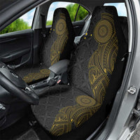 Niue Polynesian Hiapo Tattoo Art Car Seat Cover Half Style Black Gold Color - Polynesian Pride