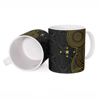 Niue Polynesian Hiapo Tattoo Art Ceramic Mug Half Style Black Gold Color - Polynesian Pride