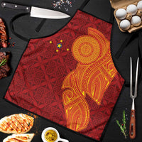 Niue Polynesian Hiapo Tattoo Art Apron Half Style Red Yellow Color - Polynesian Pride