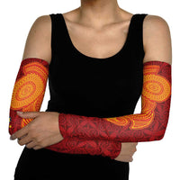 Niue Polynesian Hiapo Tattoo Art Arm Sleeves Half Style Red Yellow Color - Polynesian Pride