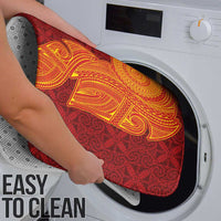 Niue Polynesian Hiapo Tattoo Art Bathroom Set Half Style Red Yellow Color - Polynesian Pride