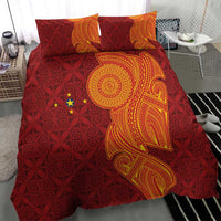 Niue Polynesian Hiapo Tattoo Art Bedding Set Half Style Red Yellow Color - Polynesian Pride