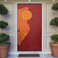 Niue Polynesian Hiapo Tattoo Art Door Cover Half Style Red Yellow Color - Polynesian Pride