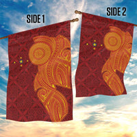 Niue Polynesian Hiapo Tattoo Art Garden Flag Half Style Red Yellow Color - Polynesian Pride