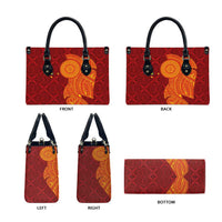 Niue Polynesian Hiapo Tattoo Art Leather Bag Half Style Red Yellow Color - Polynesian Pride