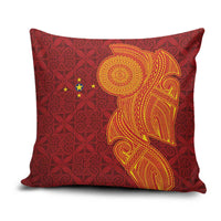 Niue Polynesian Hiapo Tattoo Art Pillow Cover Half Style Red Yellow Color - Polynesian Pride