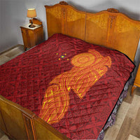 Niue Polynesian Hiapo Tattoo Art Quilt Half Style Red Yellow Color - Polynesian Pride