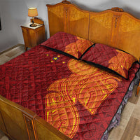 Niue Polynesian Hiapo Tattoo Art Quilt Bed Set Half Style Red Yellow Color - Polynesian Pride