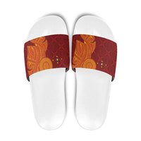 Niue Polynesian Hiapo Tattoo Art Slide Sandals Half Style Red Yellow Color - Polynesian Pride