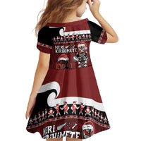 New Zealand Christmas Family Matching Mermaid Dress and Hawaiian Shirt Meri Kirihimete Aotearoa Warrior on Waka with Maori Art Tattoo LT03 - Polynesian Pride