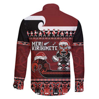 New Zealand Christmas Family Matching Off Shoulder Short Dress and Hawaiian Shirt Meri Kirihimete Aotearoa Warrior on Waka with Maori Art Tattoo