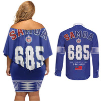 Toa Samoa Rugby Couples Matching Off Shoulder Short Dress and Long Sleeve Button Shirt Six Eight Five to The World