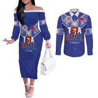 Toa Samoa Rugby Couples Matching Off The Shoulder Long Sleeve Dress and Long Sleeve Button Shirt Six Eight Five to The World