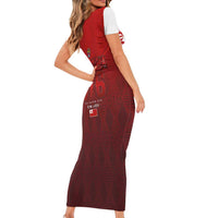 Mate Ma'a Tonga Rugby Short Sleeve Bodycon Dress Six Seven Six to The World LT03 - Polynesian Pride