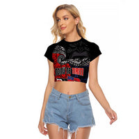 Aotearoa and Samoa Toitu Te Tiriti Raglan Cropped T Shirt Honour the Treaty - Te Tiriti Is Us