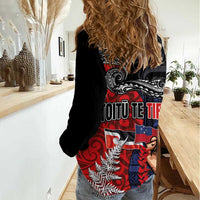 Aotearoa and Samoa Toitu Te Tiriti Women Casual Shirt Honour the Treaty - Te Tiriti Is Us