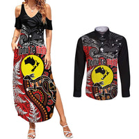 Aotearoa and Australia Toitu Te Tiriti Couples Matching Summer Maxi Dress and Long Sleeve Button Shirt Honour the Treaty - Te Tiriti Is Us