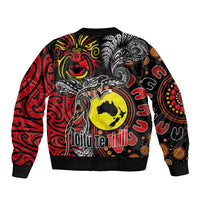 Aotearoa and Australia Toitu Te Tiriti Sleeve Zip Bomber Jacket Honour the Treaty - Stand Together Stand Stronger