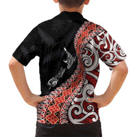 Aotearoa Maori Stylized Koru - Silver Ferns Family Matching Short Sleeve Bodycon Dress and Hawaiian Shirt