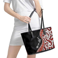 Aotearoa Maori Stylized Koru - Silver Ferns Leather Tote Bag