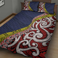 Aotearoa and Niue Quilt Bed Set Hiapo Maori Stylized Koru