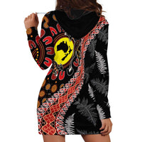 Aotearoa and Australia Hoodie Dress Maori Koru Ferns With Aboriginal Kangaroo