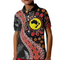 Aotearoa and Australia Kid Polo Shirt Maori Koru Ferns With Aboriginal Kangaroo