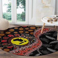 Aotearoa and Australia Round Carpet Maori Koru Ferns With Aboriginal Kangaroo LT03 - Polynesian Pride