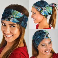Hawaiian Couple Turtles Honi Neck Gaiter Polynesian Art Motifs and Hibiscus Black Blue Color - Polynesian Pride