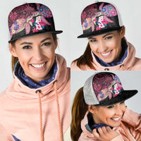 Hawaiian Couple Turtles Honi Mesh Trucker Cap Polynesian Art Motifs and Hibiscus Black Red Color - Polynesian Pride