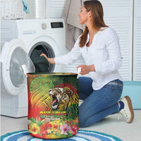Hawaiian Reggae Laundry Basket Jawaiian One Love-Tribal Tatoos and Rastafari Lion - Polynesian Pride