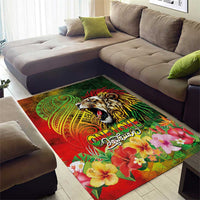 Hawaiian Reggae Area Rug Jawaiian One Love-Tribal Tatoos and Rastafari Lion - Polynesian Pride