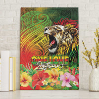 Hawaiian Reggae Canvas Wall Art Jawaiian One Love-Tribal Tatoos and Rastafari Lion - Polynesian Pride