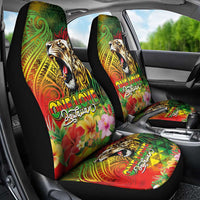 Hawaiian Reggae Car Seat Cover Jawaiian One Love-Tribal Tatoos and Rastafari Lion - Polynesian Pride