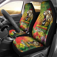 Hawaiian Reggae Car Seat Cover Jawaiian One Love-Tribal Tatoos and Rastafari Lion - Polynesian Pride