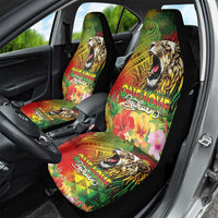 Hawaiian Reggae Car Seat Cover Jawaiian One Love-Tribal Tatoos and Rastafari Lion - Polynesian Pride