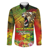 Hawaiian Reggae Family Matching Mermaid Dress and Hawaiian Shirt Jawaiian One Love-Tribal Tatoos and Rastafari Lion LT03 Dad's Shirt - Long Sleeve Multicolor - Polynesian Pride