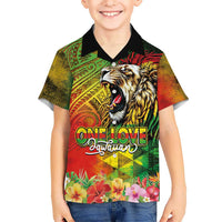 Hawaiian Reggae Family Matching Tank Maxi Dress and Hawaiian Shirt Jawaiian One Love-Tribal Tatoos and Rastafari Lion LT03 Son's Shirt Multicolor - Polynesian Pride