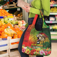 Hawaiian Reggae Grocery Bag Jawaiian One Love-Tribal Tatoos and Rastafari Lion - Polynesian Pride