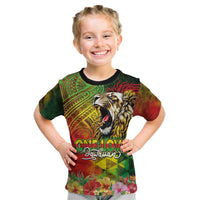 Hawaiian Reggae Kid T Shirt Jawaiian One Love-Tribal Tatoos and Rastafari Lion - Polynesian Pride