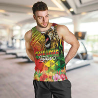 Hawaiian Reggae Men Tank Top Jawaiian One Love-Tribal Tatoos and Rastafari Lion - Polynesian Pride