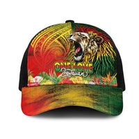Hawaiian Reggae Mesh Trucker Cap Jawaiian One Love-Tribal Tatoos and Rastafari Lion - Polynesian Pride