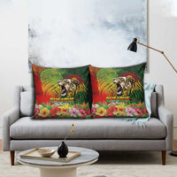 Hawaiian Reggae Pillow Cover Jawaiian One Love-Tribal Tatoos and Rastafari Lion - Polynesian Pride