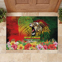 Hawaiian Reggae Rubber Doormat Jawaiian One Love-Tribal Tatoos and Rastafari Lion - Polynesian Pride