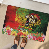 Hawaiian Reggae Rubber Doormat Jawaiian One Love-Tribal Tatoos and Rastafari Lion - Polynesian Pride